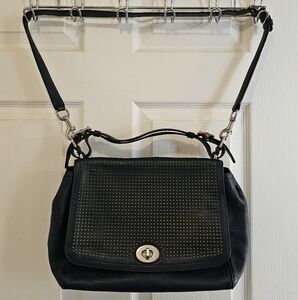Coach EUC Legacy Navy Perforated Leather Crossbody